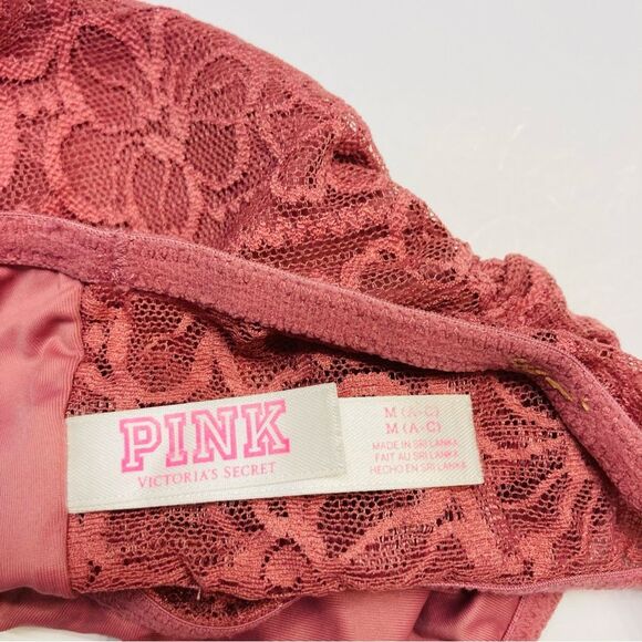 Victoria Secret Strapless Lace Bandeau Bralette Bra Size Medium Dusky Pink - Picture 7 of 9